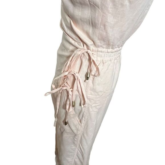 Vix Paula Hermanny Zoey Linen Midi Dress Nude Tan Wrap Style Women’s Size XS - Picture 6 of 16